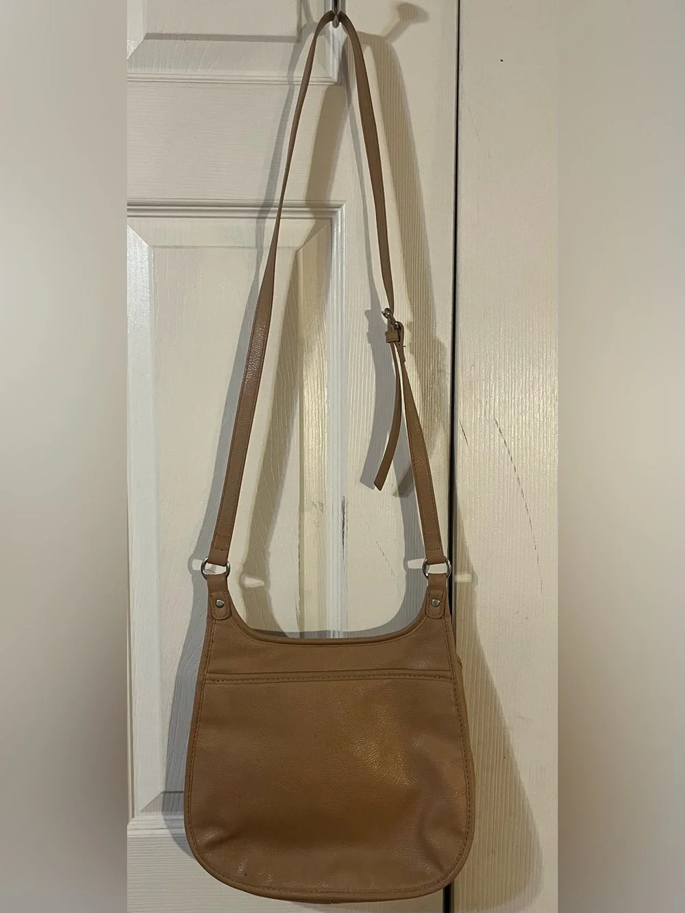 Nine West Vintage Y2K Crossbody Bag Caramel Faux Leather Front Adjustable Strap